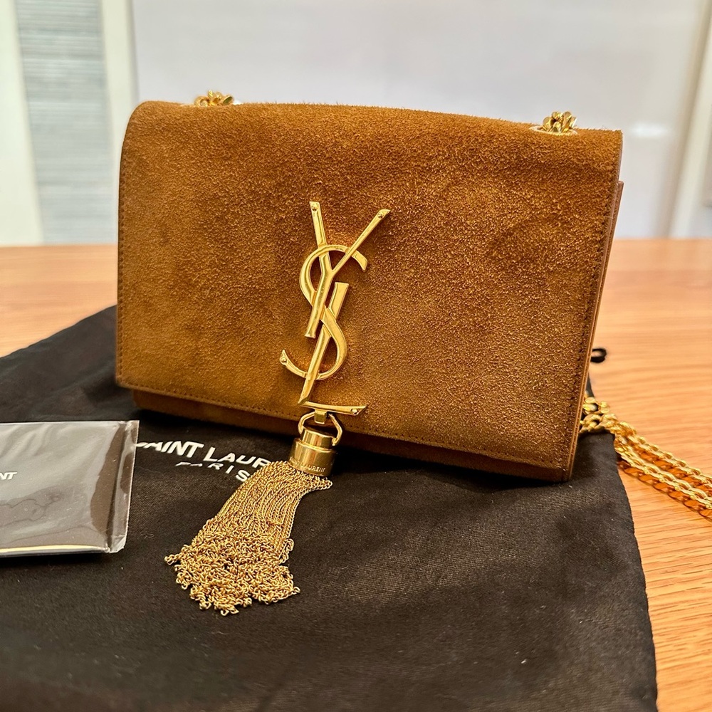 Saint Laurent Brown Suede Small Kate Tassel Crossbody Bag